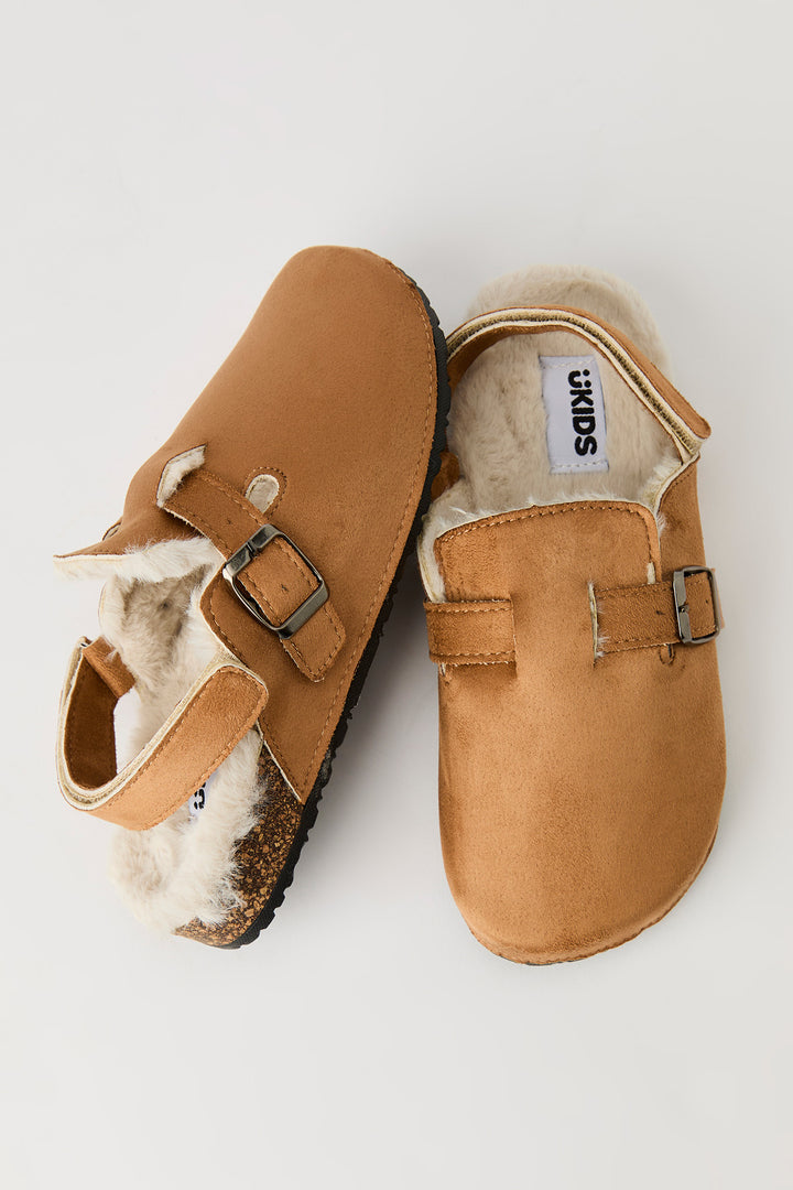 Kids Faux Suede Lined Slingback Clog Sandal