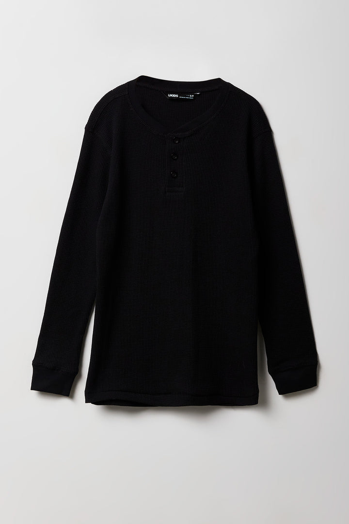 Haut Henley en tricot thermique pour garçon