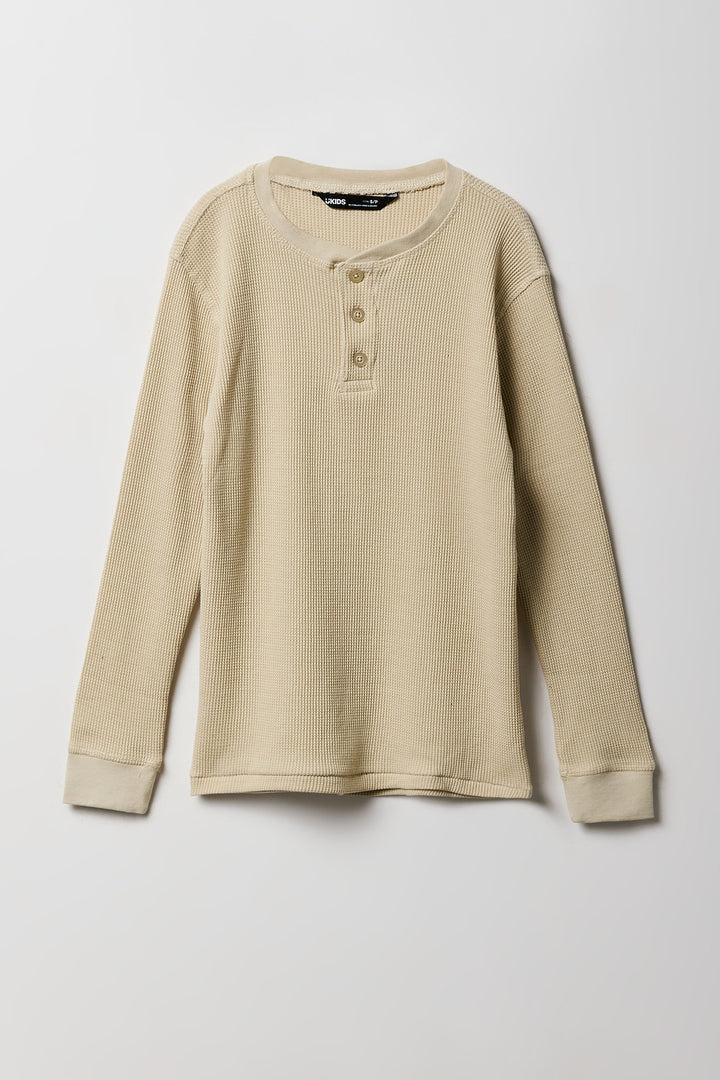 Boys Thermal Knit Henley Top