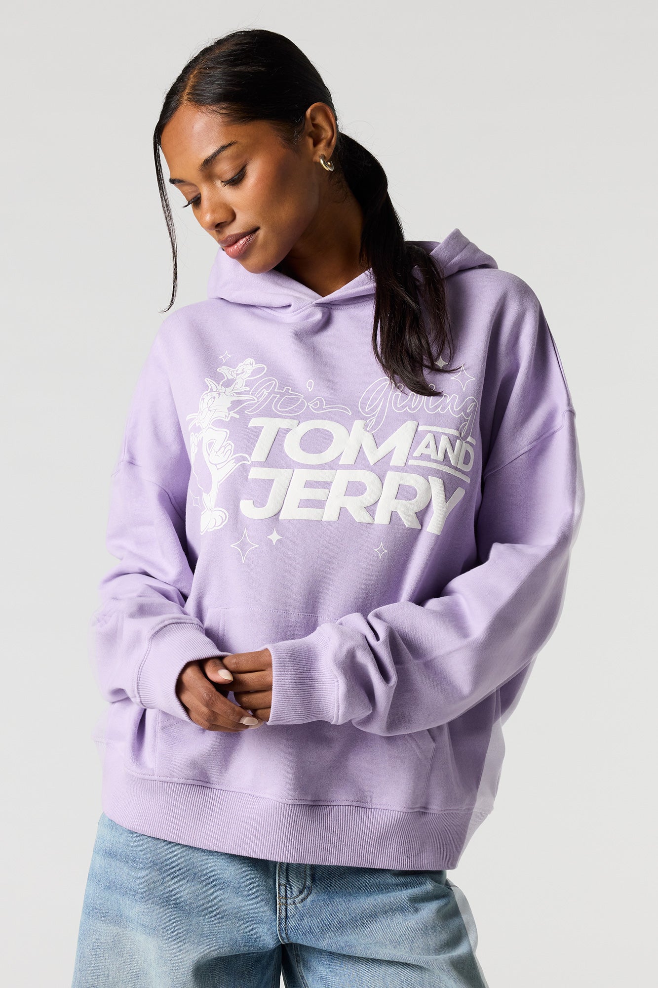 FURFUR TOM and JERRYスウェット Bioworld Tom & Jerry Key Art Long Sleeve Crew Neck Women's White