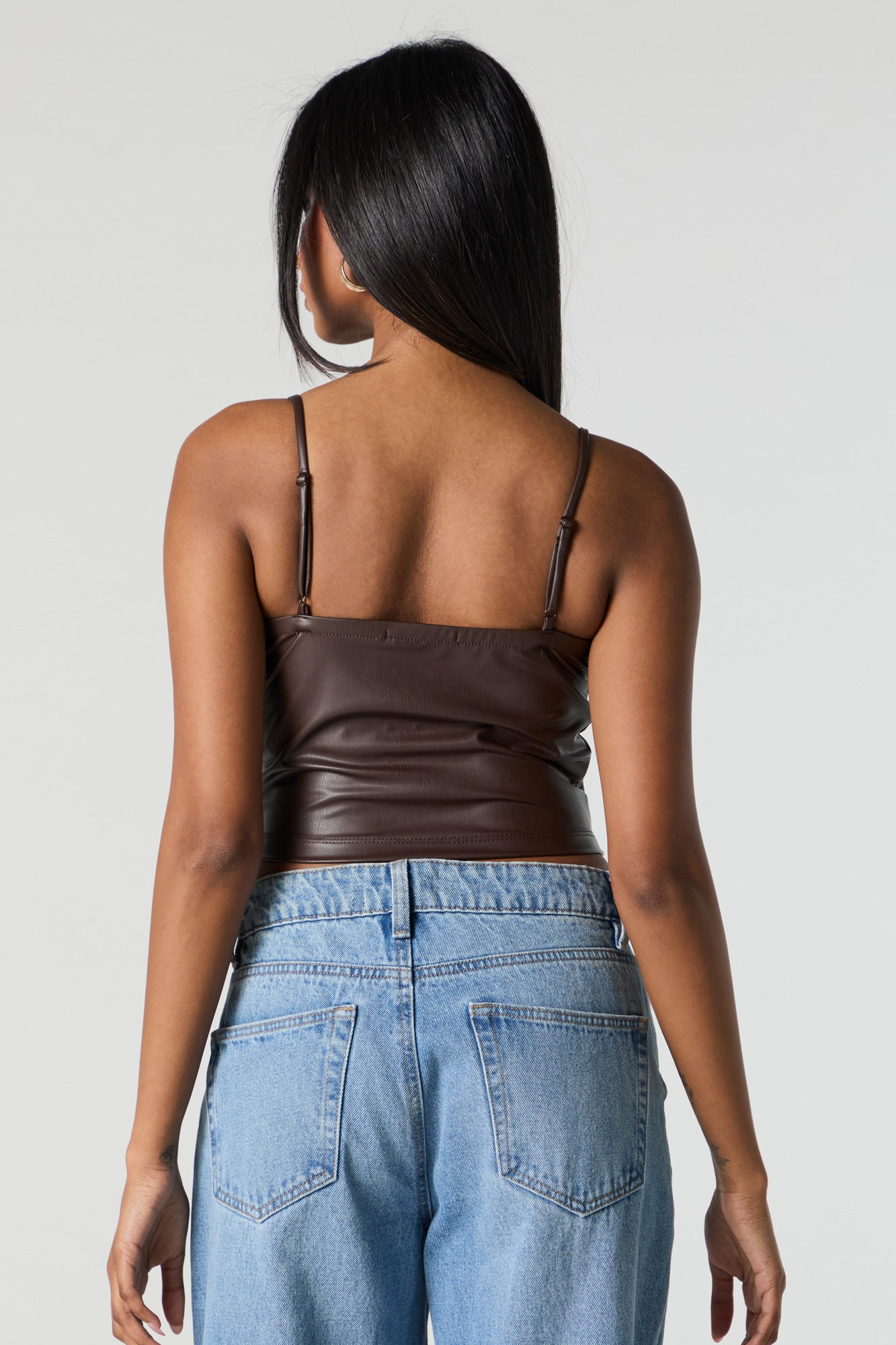 Faux Leather Bustier Crop Top