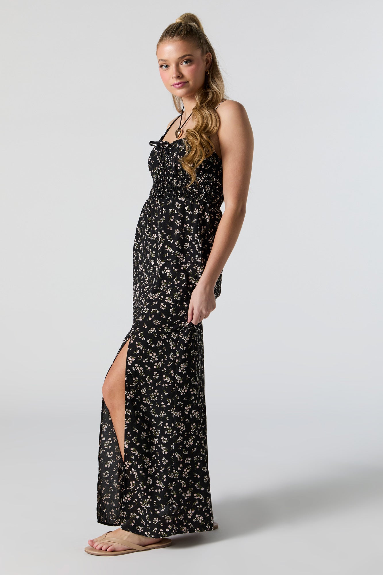 Floral Print Slit Maxi Dress – Urban Planet