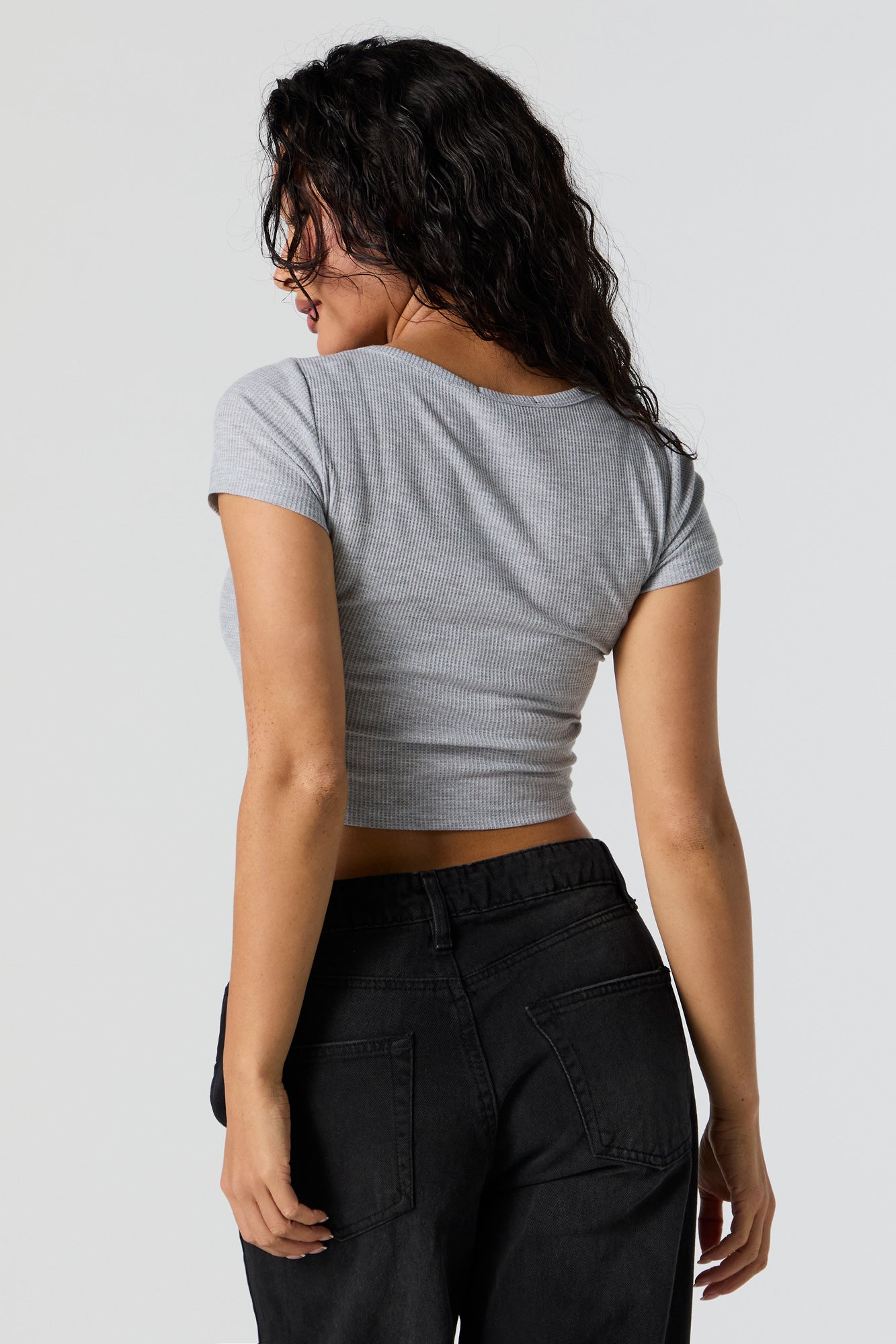 Ribbed Henley Cropped T-Shirt – Urban Planet