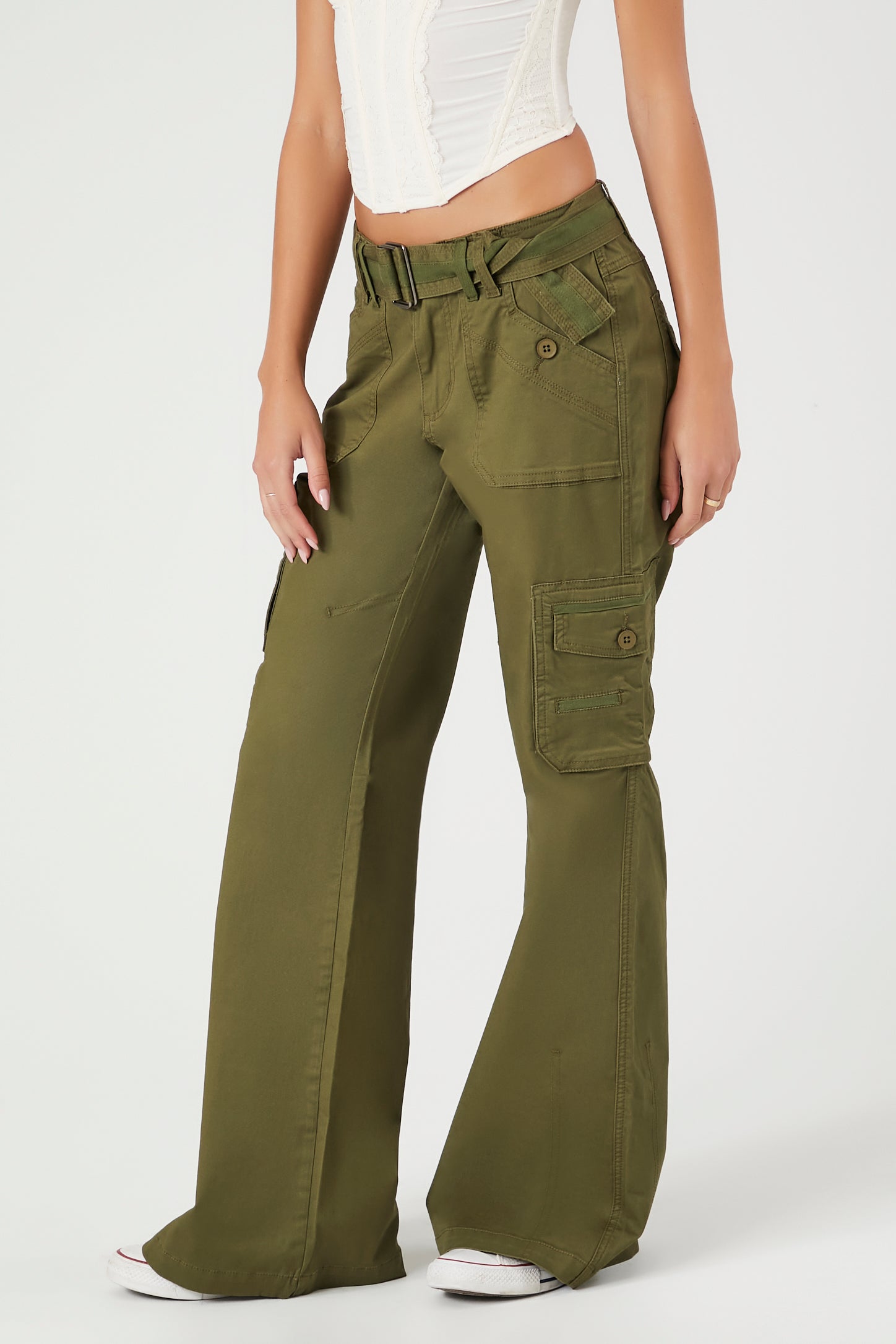 Plus Size - A-Line Flare Lightweight Twill Cargo High Rise Pant