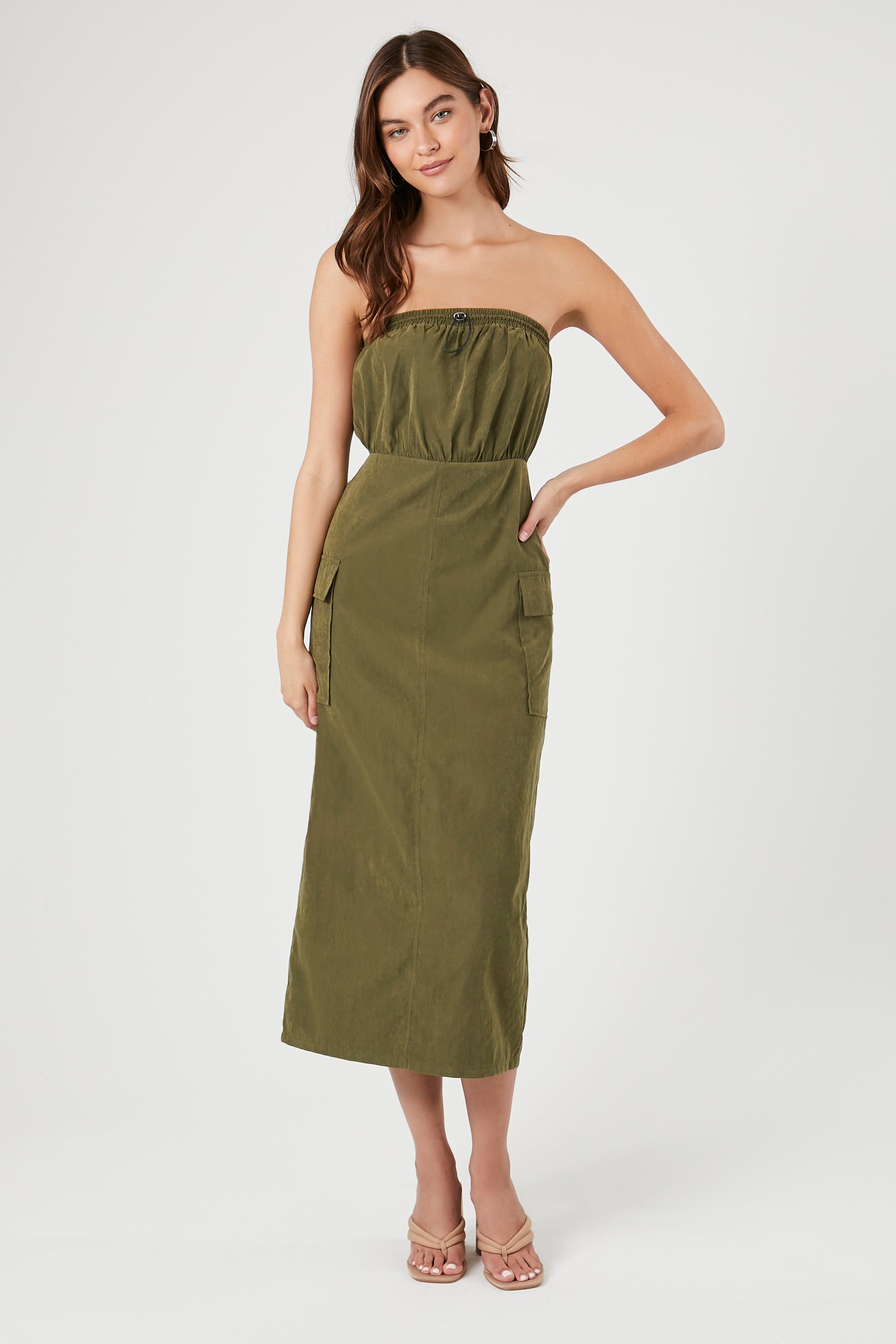 Drawstring Tube Maxi Dress