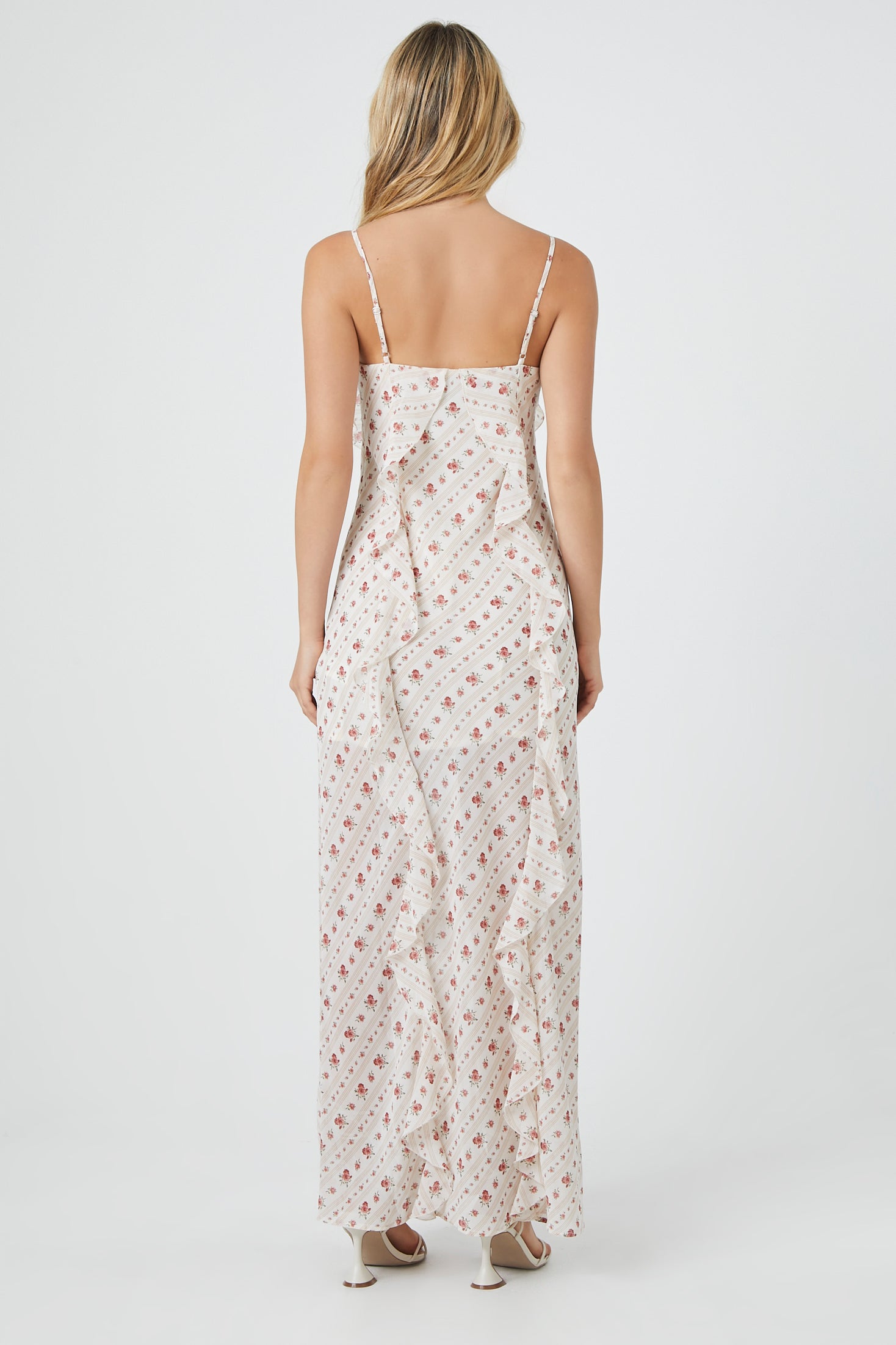 Robe Maxi Volantée En Chiffon Fleuri Avec Fente – Urban Planet