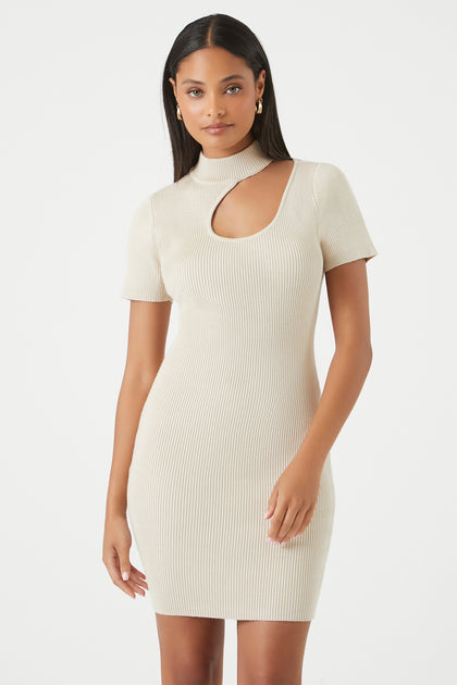 Ribbed Cut Out Bodycon Midi Dress