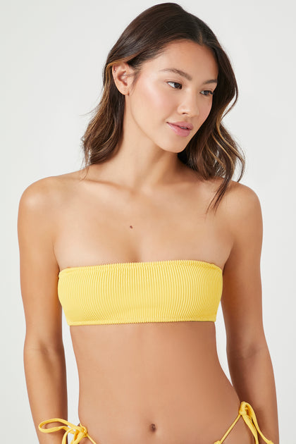Seamless Ribbed Bandeau Bikini Top