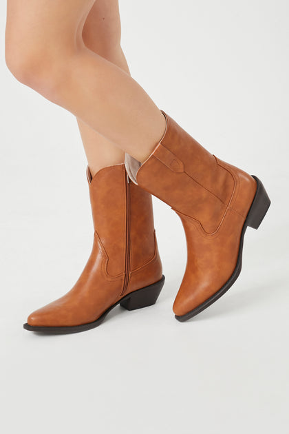 Faux-Leather Pointed Cowboy Boot