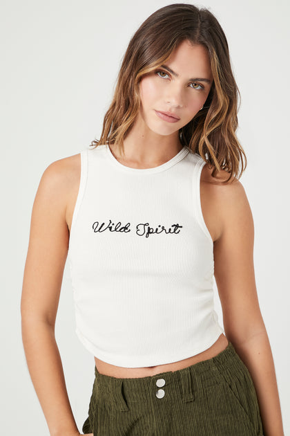 Wild Spirit Embroidered Ribbed Tank