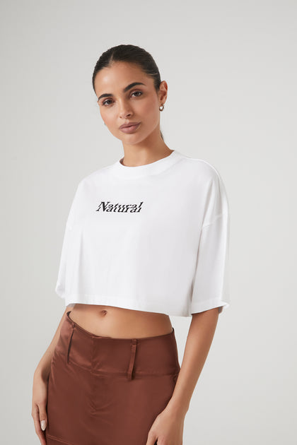 Natural Graphic Cropped T-Shirt