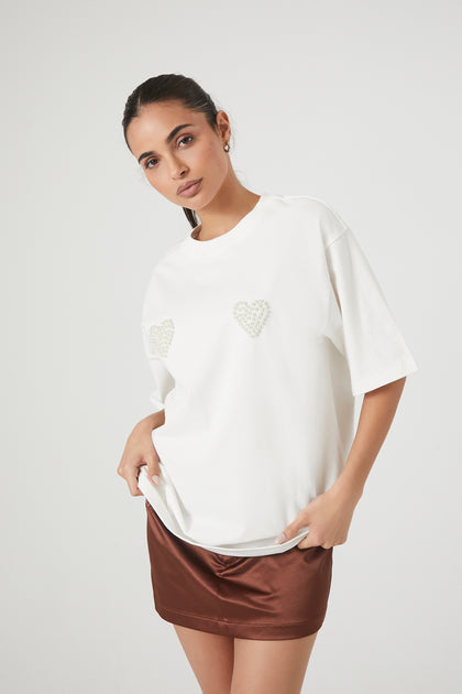 Faux Pearl Heart T-Shirt