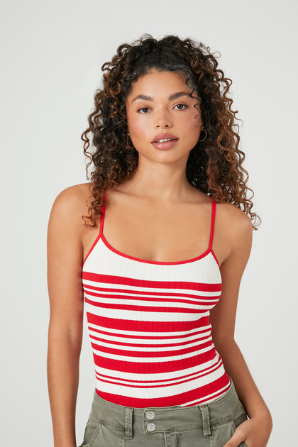 Seamless Ribbed Striped Cami Bodysuit