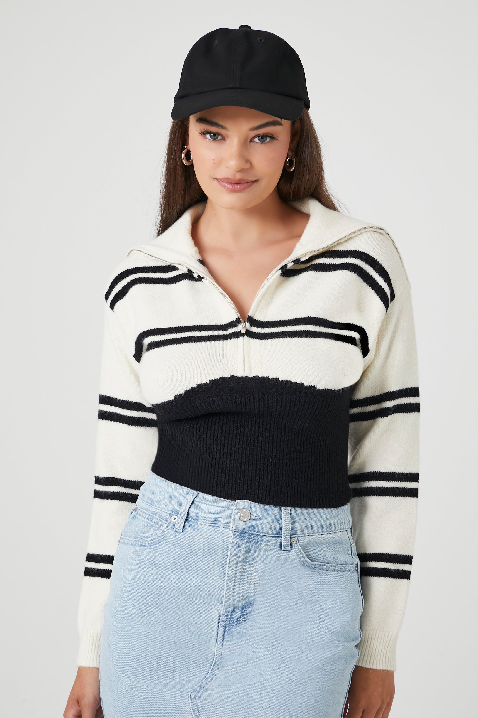 Striped Colourblock Half-Zip Sweater – Urban Planet