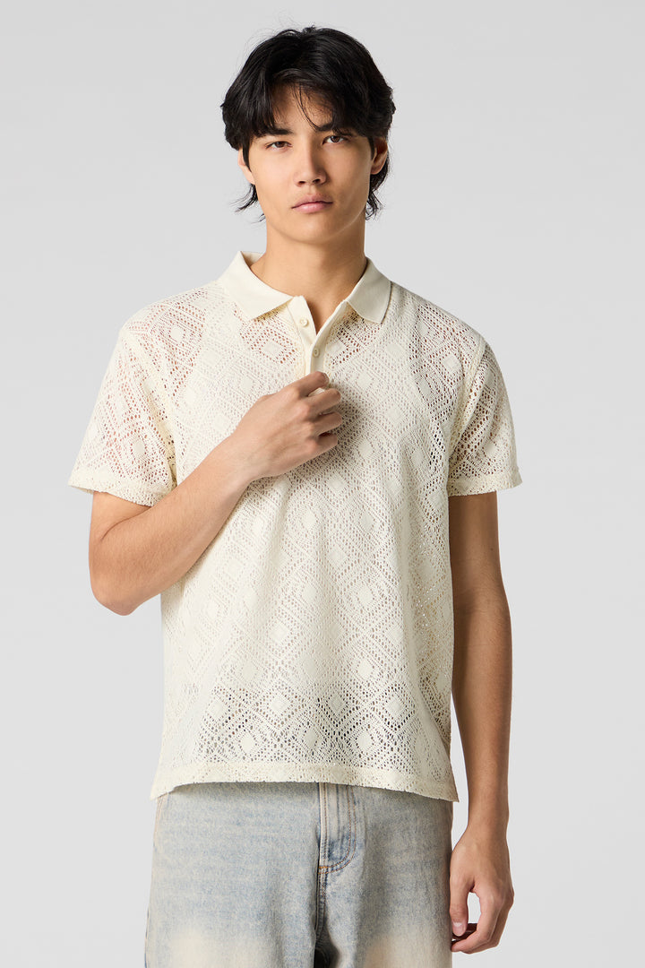 Polo crocheté à manches courtes