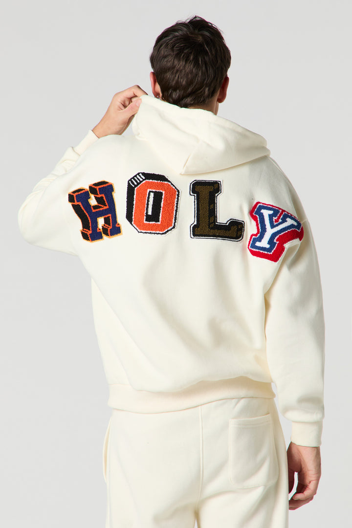 53 Chenille Embroidered Zip-Up Hoodie