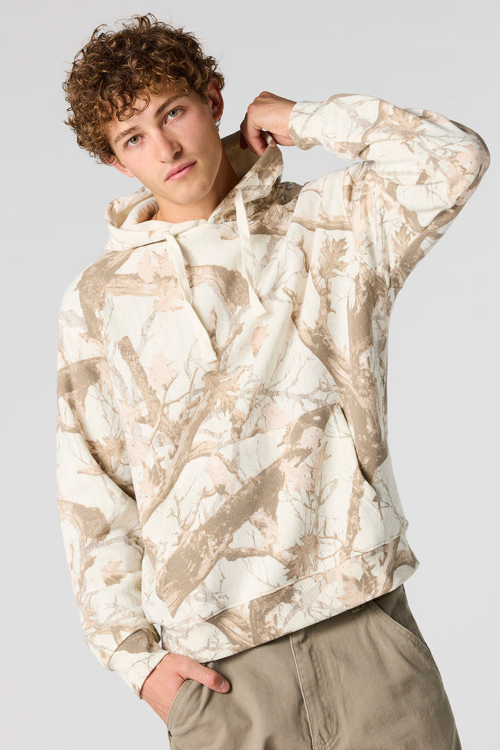 Camo Print Fleece Hoodie