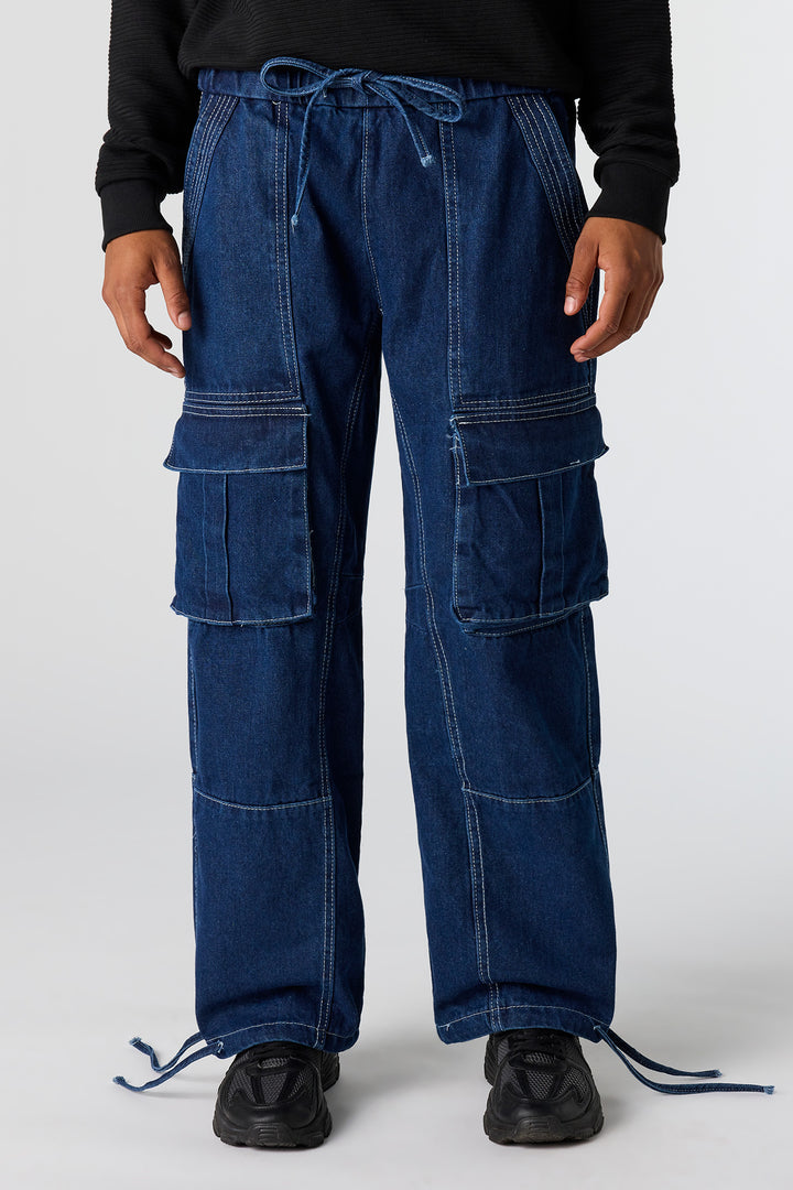 Denim Wide Leg Cargo Jogger