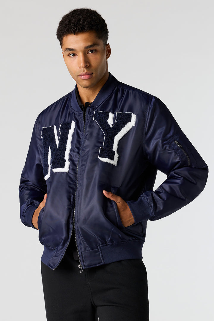 Chenille Embroidered Bomber Jacket