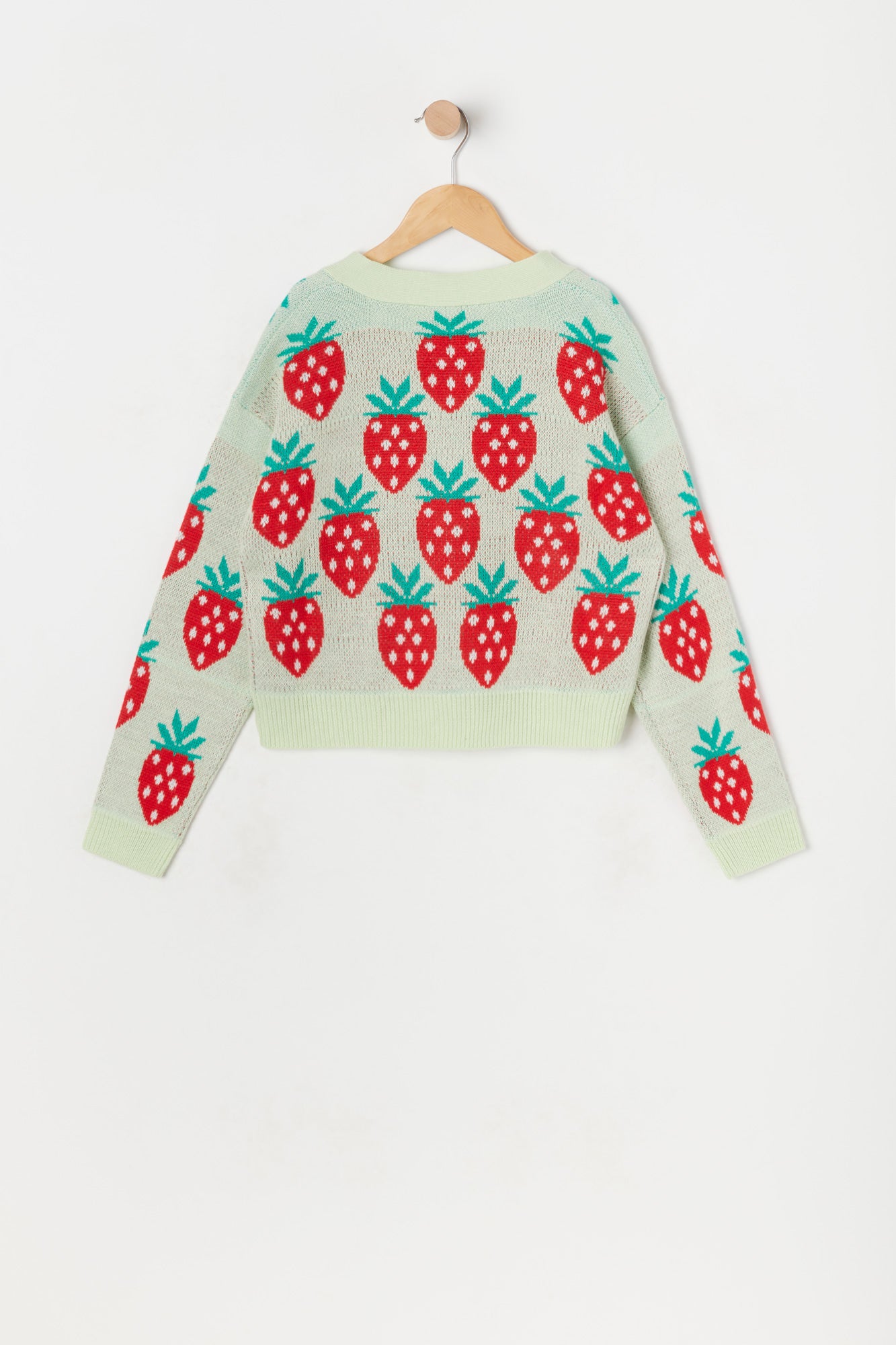 Girls Strawberry Print Jacquard-Knit Button-Up Cardigan – Urban Planet