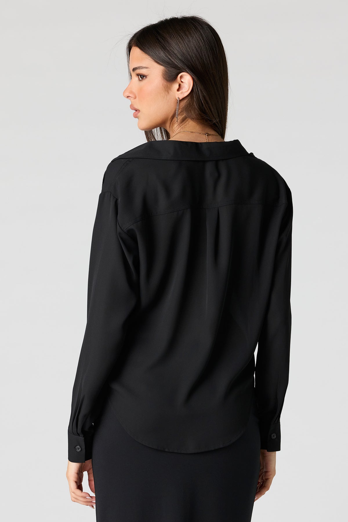 Alt View 2. Relaxed Button-Up Top - Black