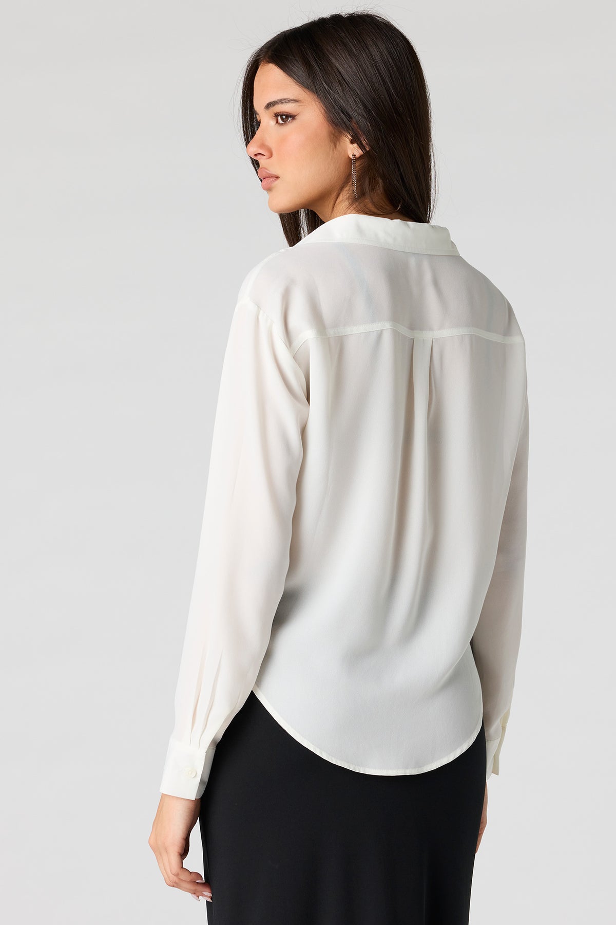Alt View 2. Relaxed Button-Up Top - White