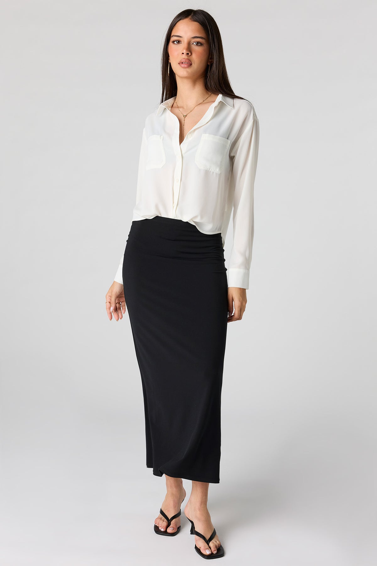 Alt View 3. Relaxed Button-Up Top - White