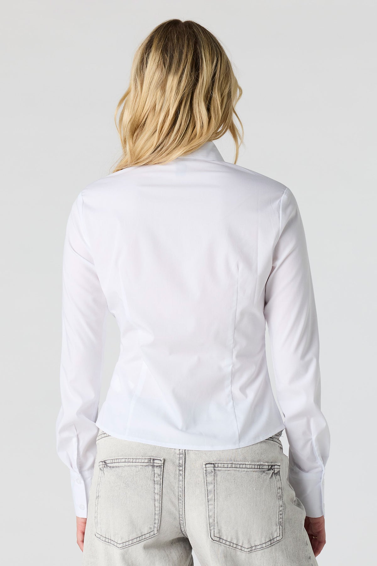 Alt View 2. Fitted Button-Up Top & Tie - White