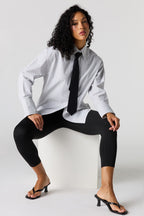 Oversized Button-Up Top & Tie
