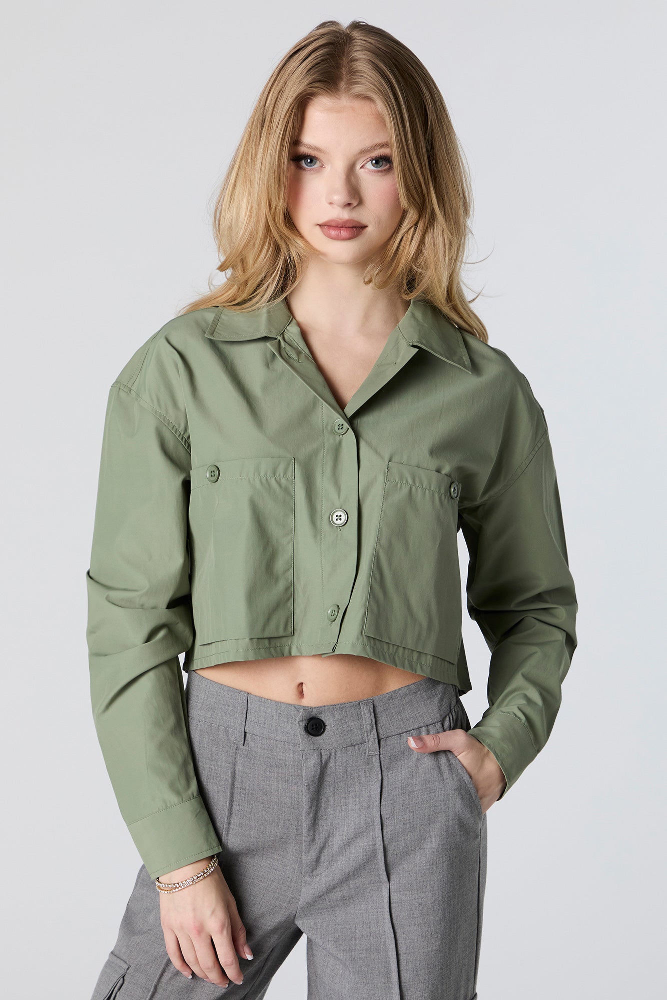 Cropped Button-Up Top