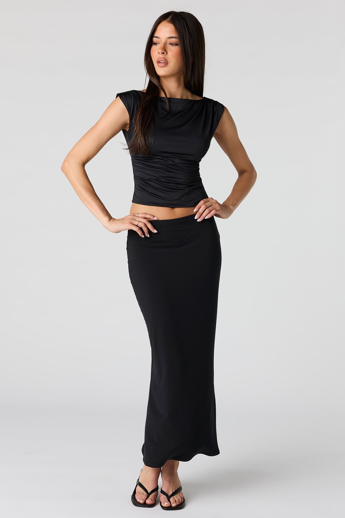Alt View 3. Contour Boat Neck Top - Black