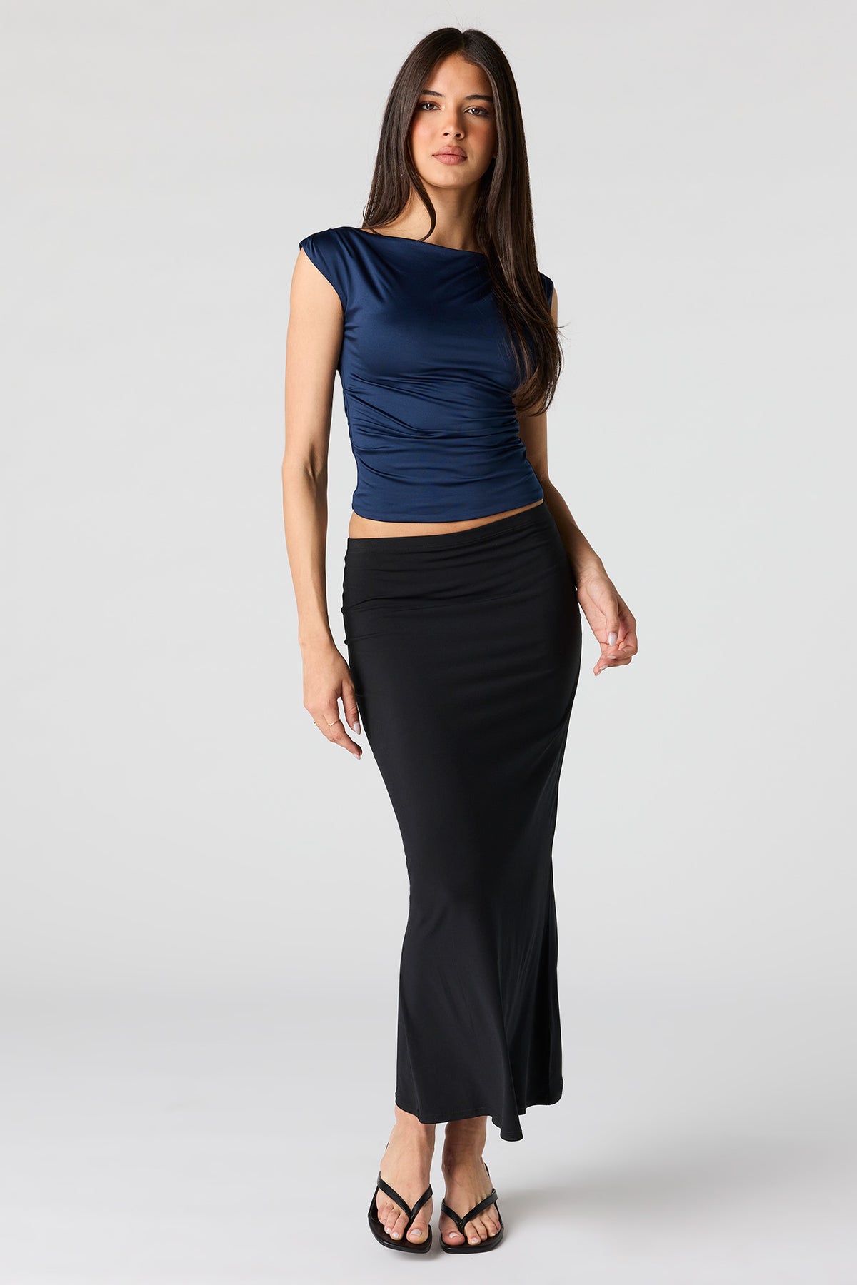 Alt View 3. Contour Boat Neck Top - Navy