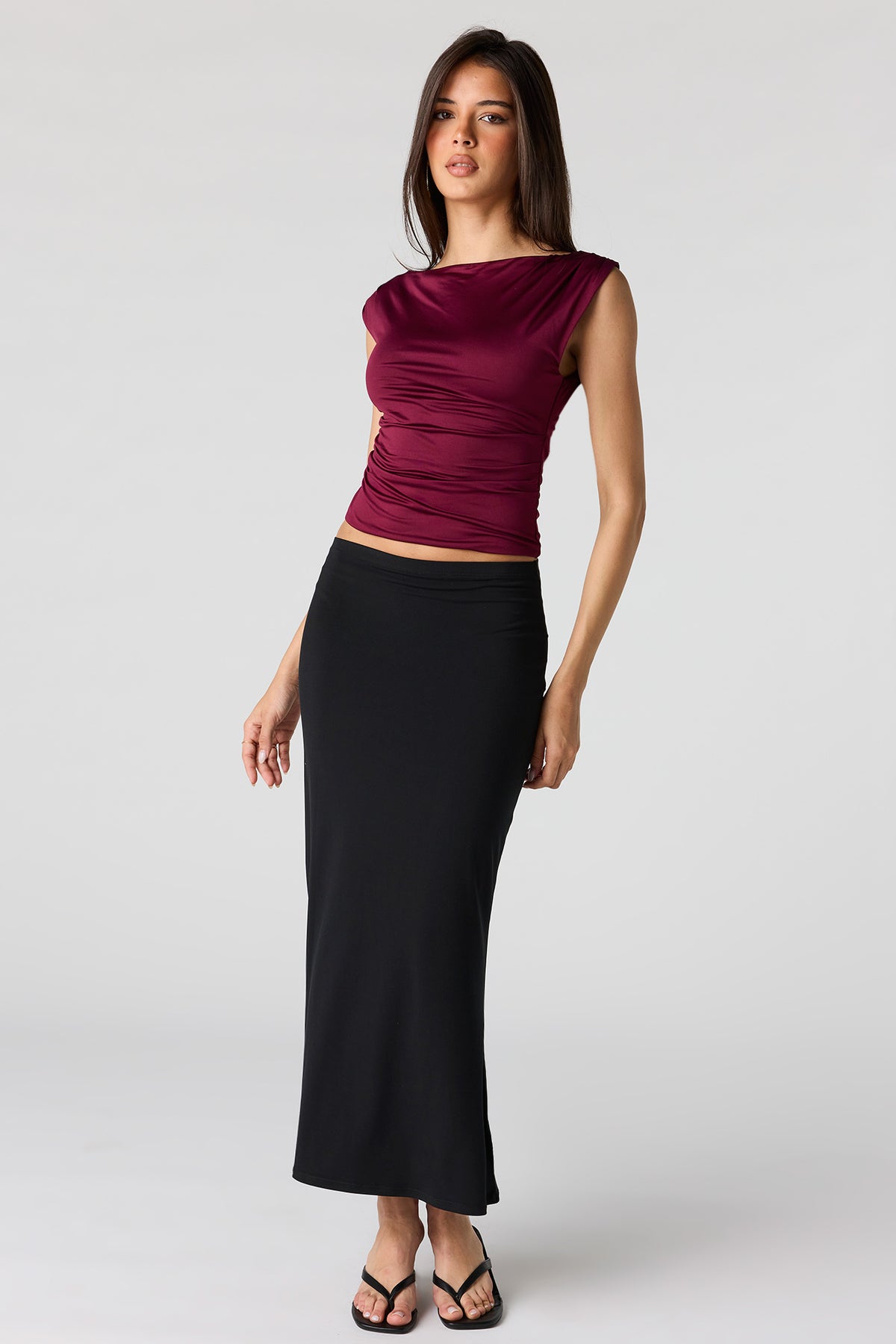 Alt View 3. Contour Boat Neck Top - Wine