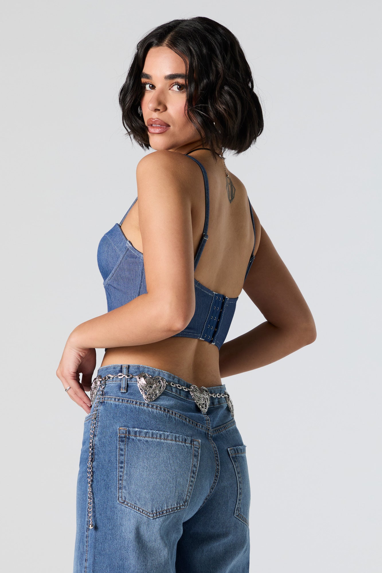 Débardeur corset en denim