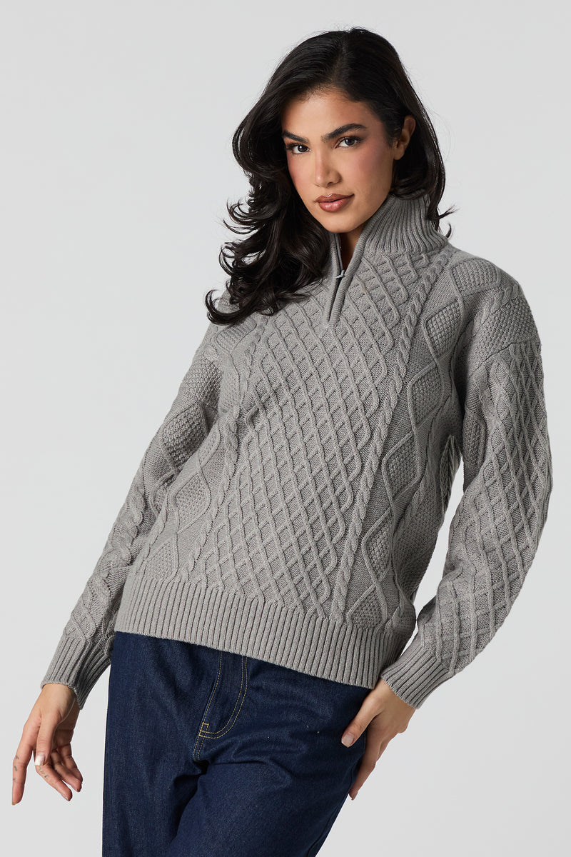 Cable Knit Quarter Zip Sweater