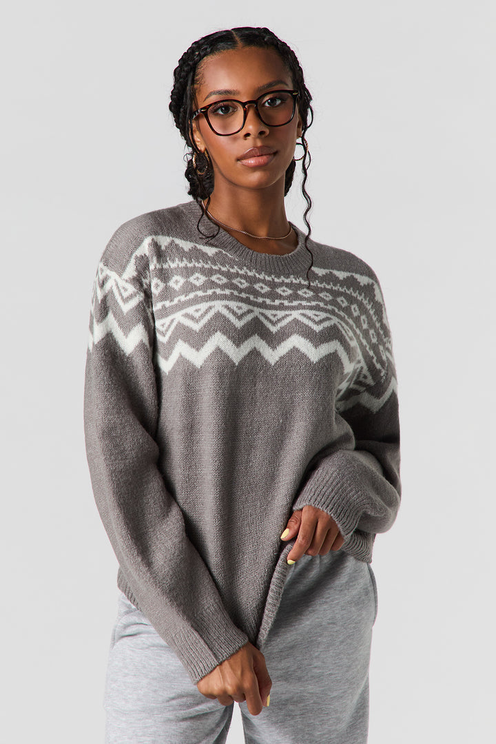 Chandail en tricot de jacquard pelucheux