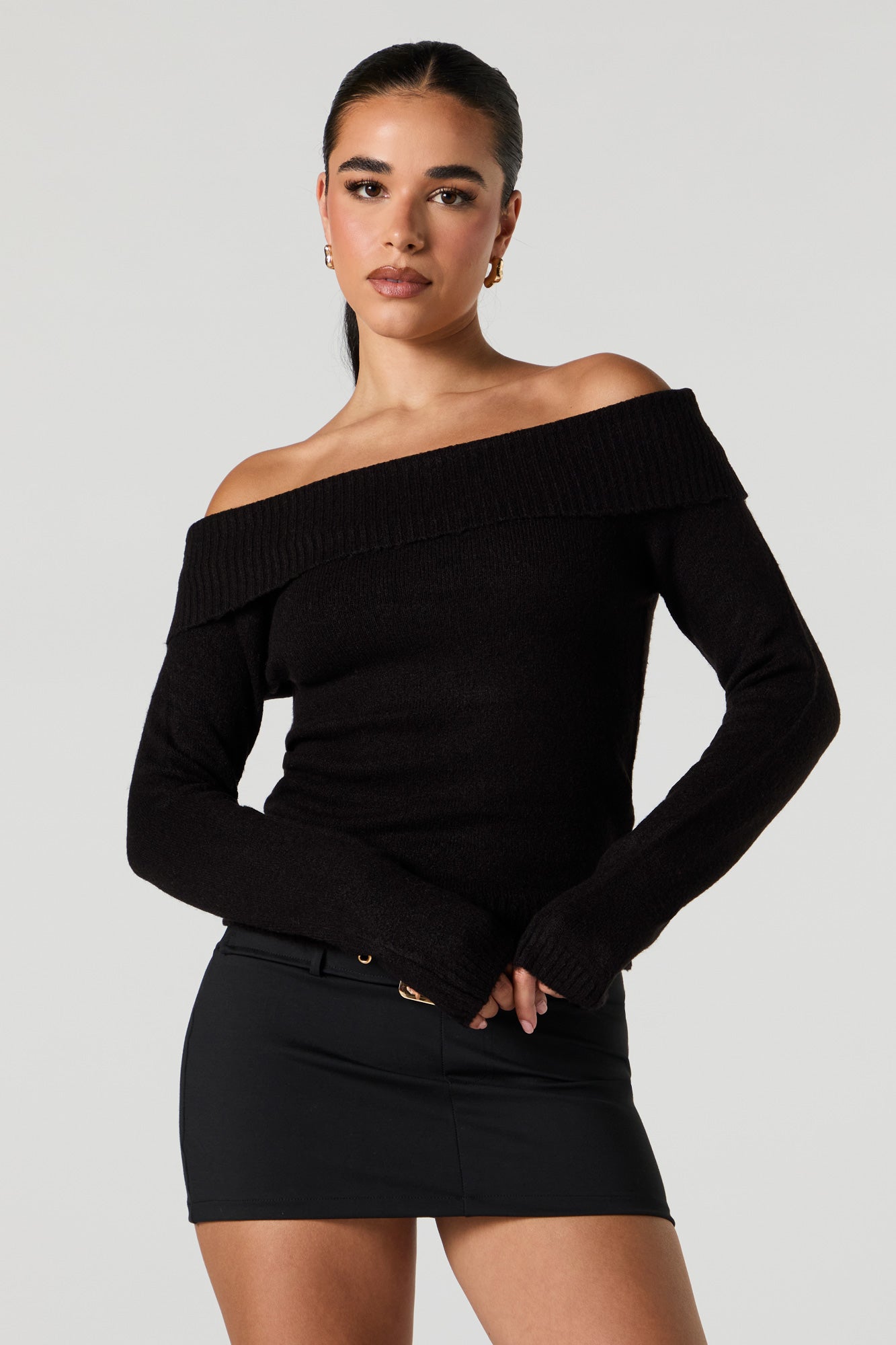 Mossy Knit Off Shoulder Sweater