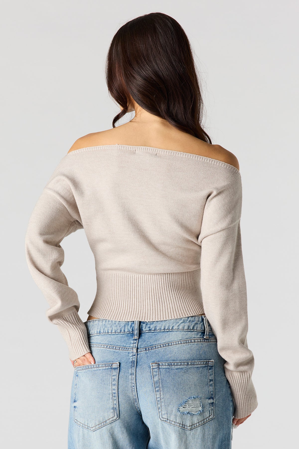 Alt View 2. Boat Neck Sweater - Oatmeal