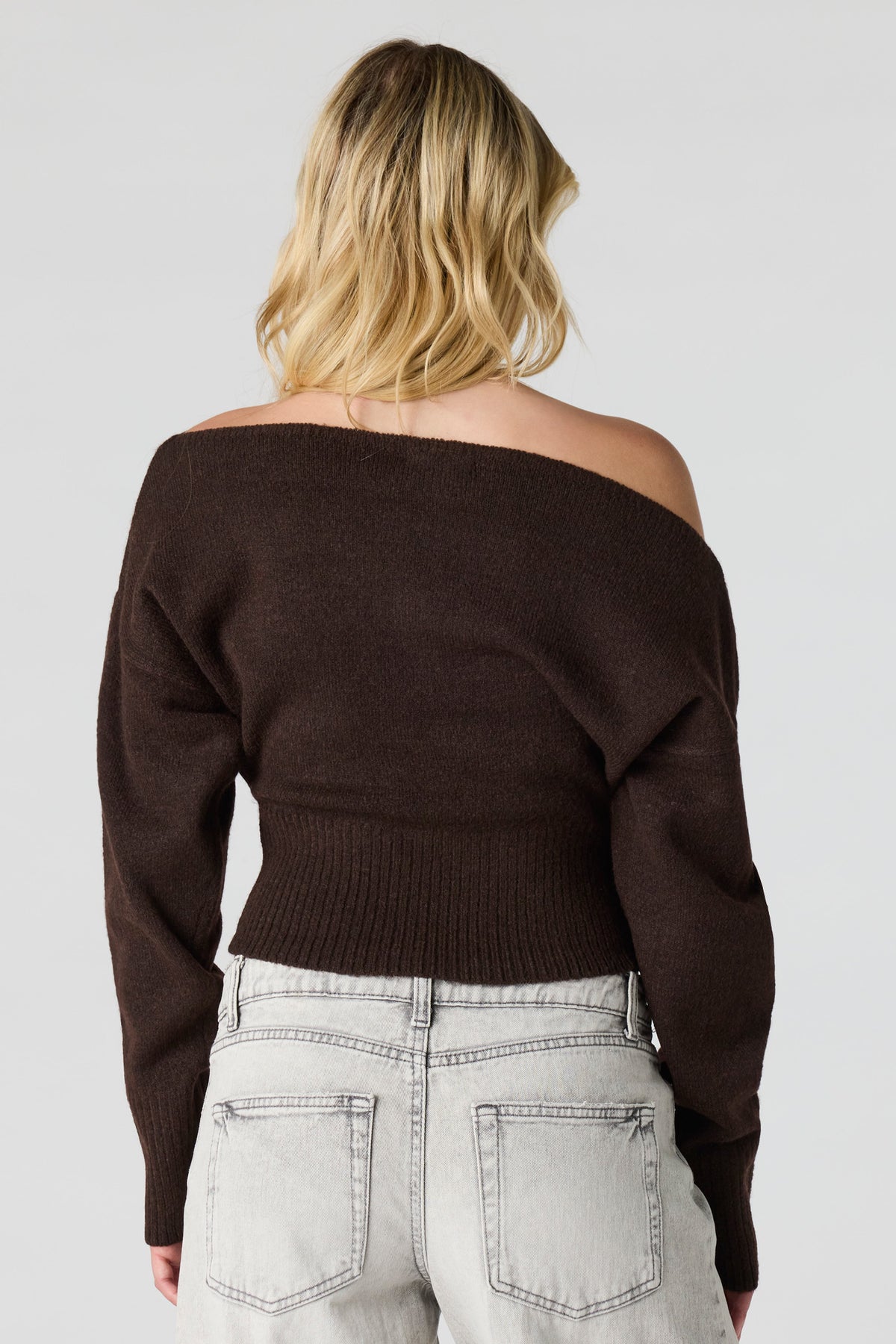 Alt View 2. Mossy Knit Boatneck Sweater - Brown
