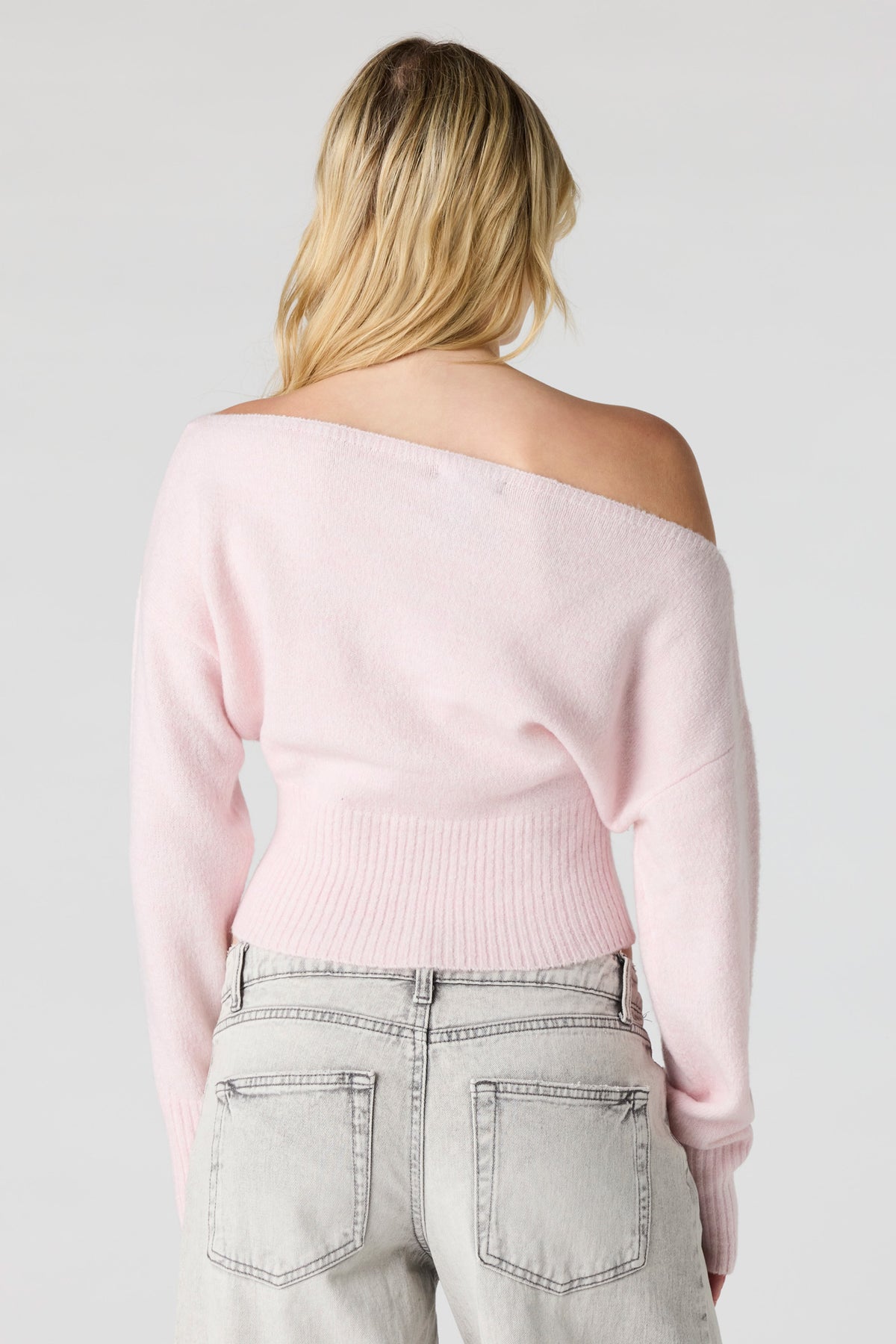 Alt View 2. Mossy Knit Boatneck Sweater - Light Pink