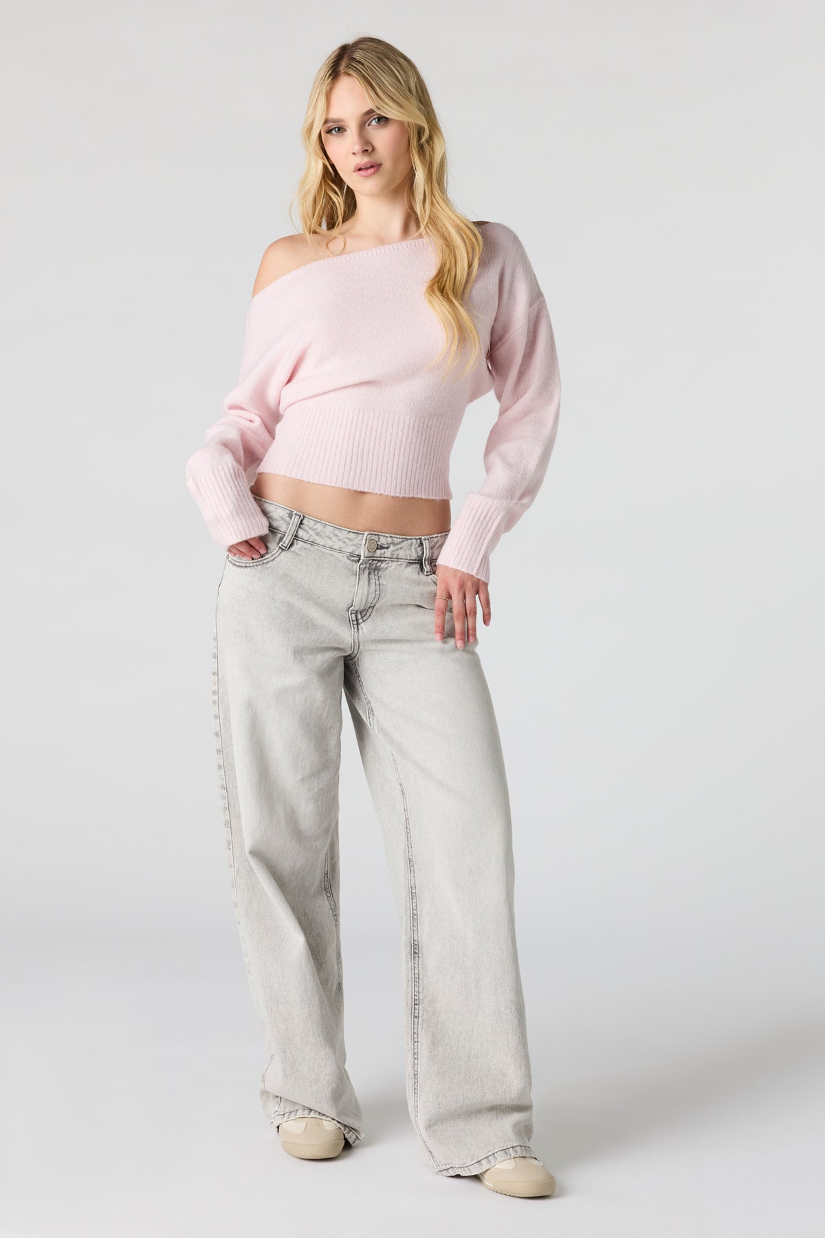 Alt View 3. Mossy Knit Boatneck Sweater - Light Pink