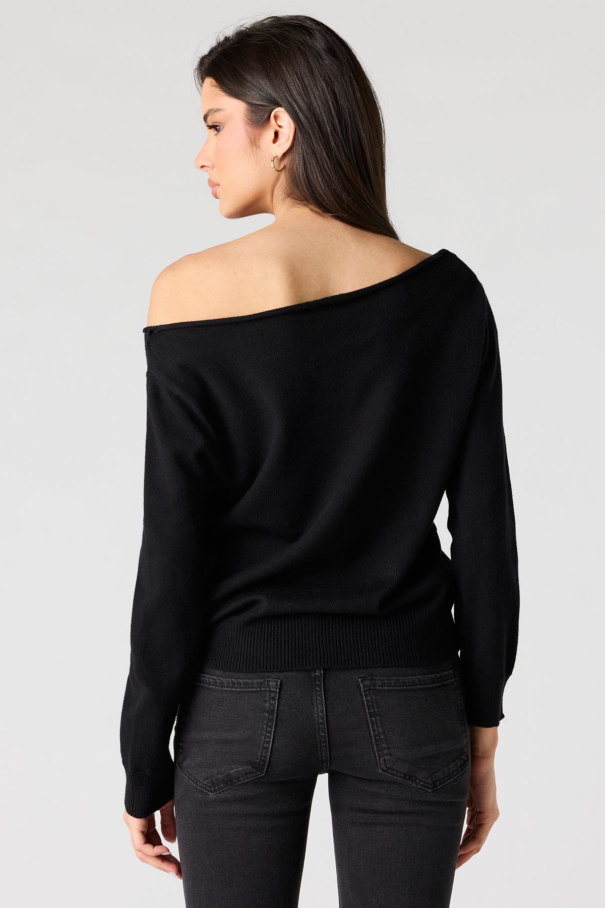Alt View 2. Off Shoulder Sweater - Black