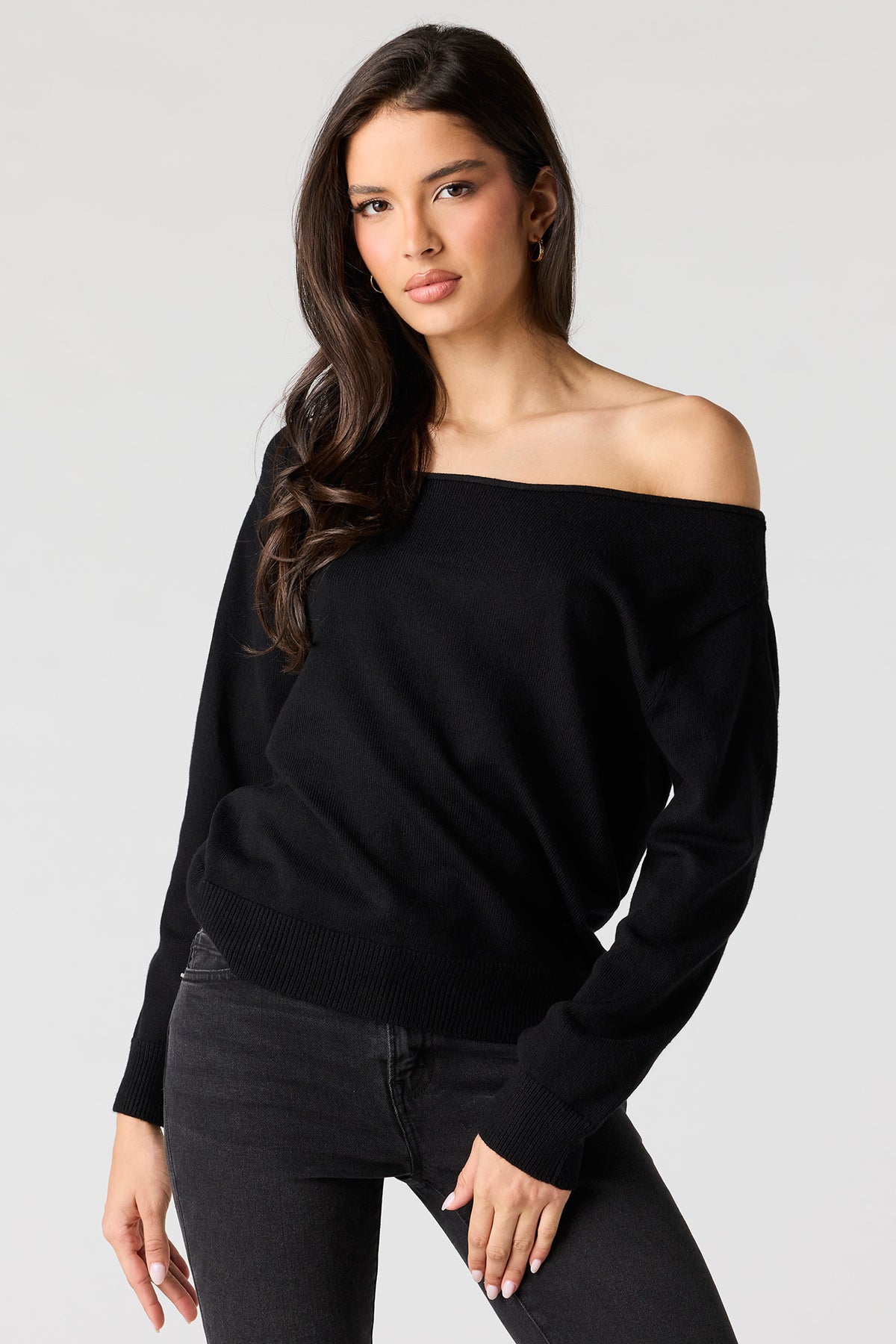 Off Shoulder Sweater - Black