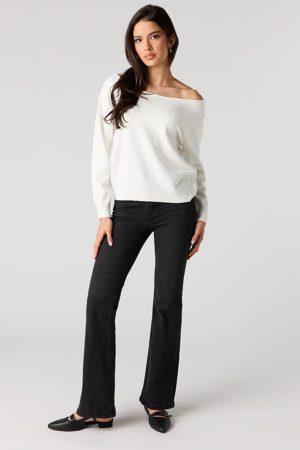 Alt View 3. Off Shoulder Sweater - Cream