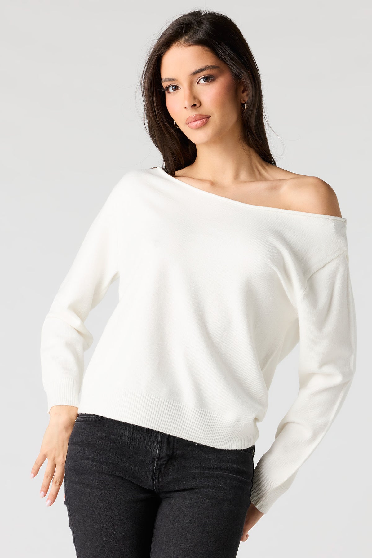 Off Shoulder Sweater - Cream
