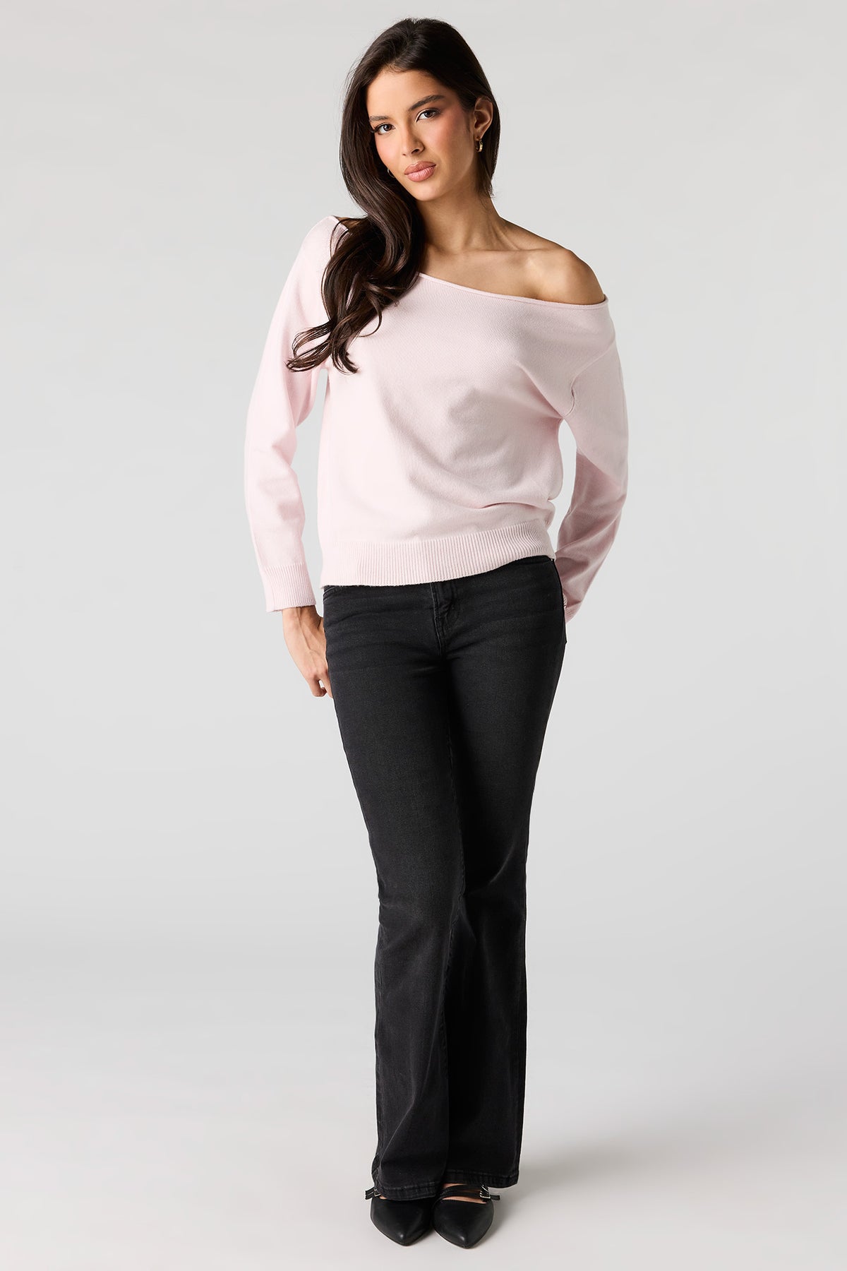 Alt View 3. Off Shoulder Sweater - Light Pink