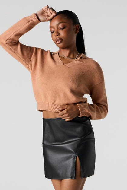 Collared Cropped Sweater