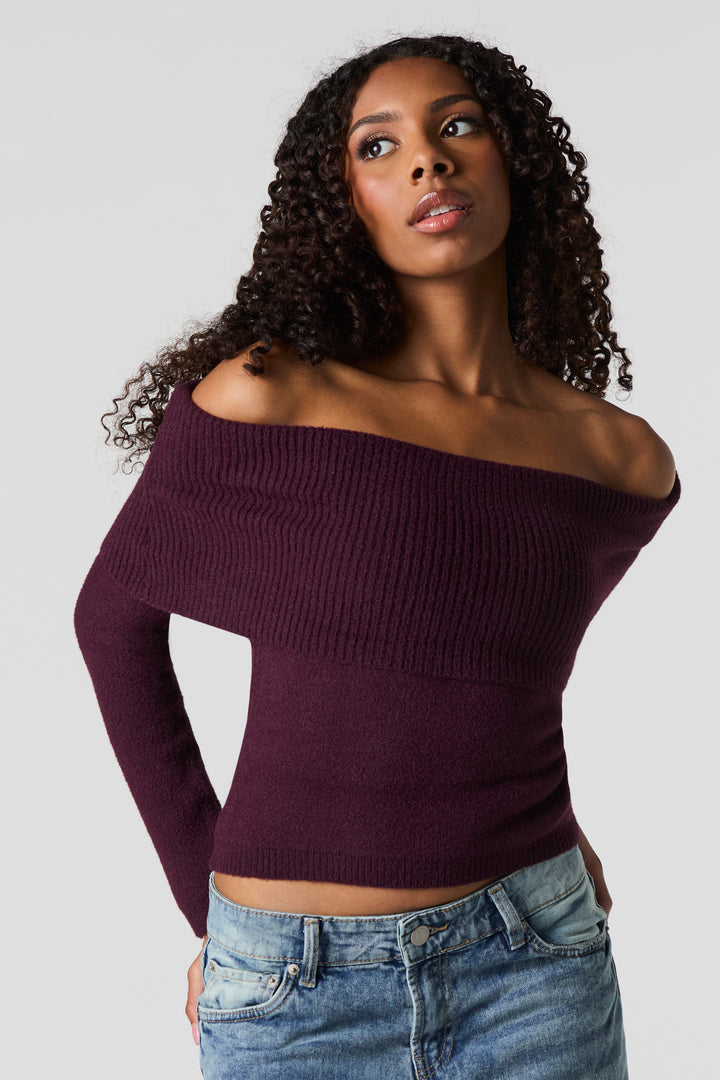 Chandail à épaules dénudées en tricot doux
