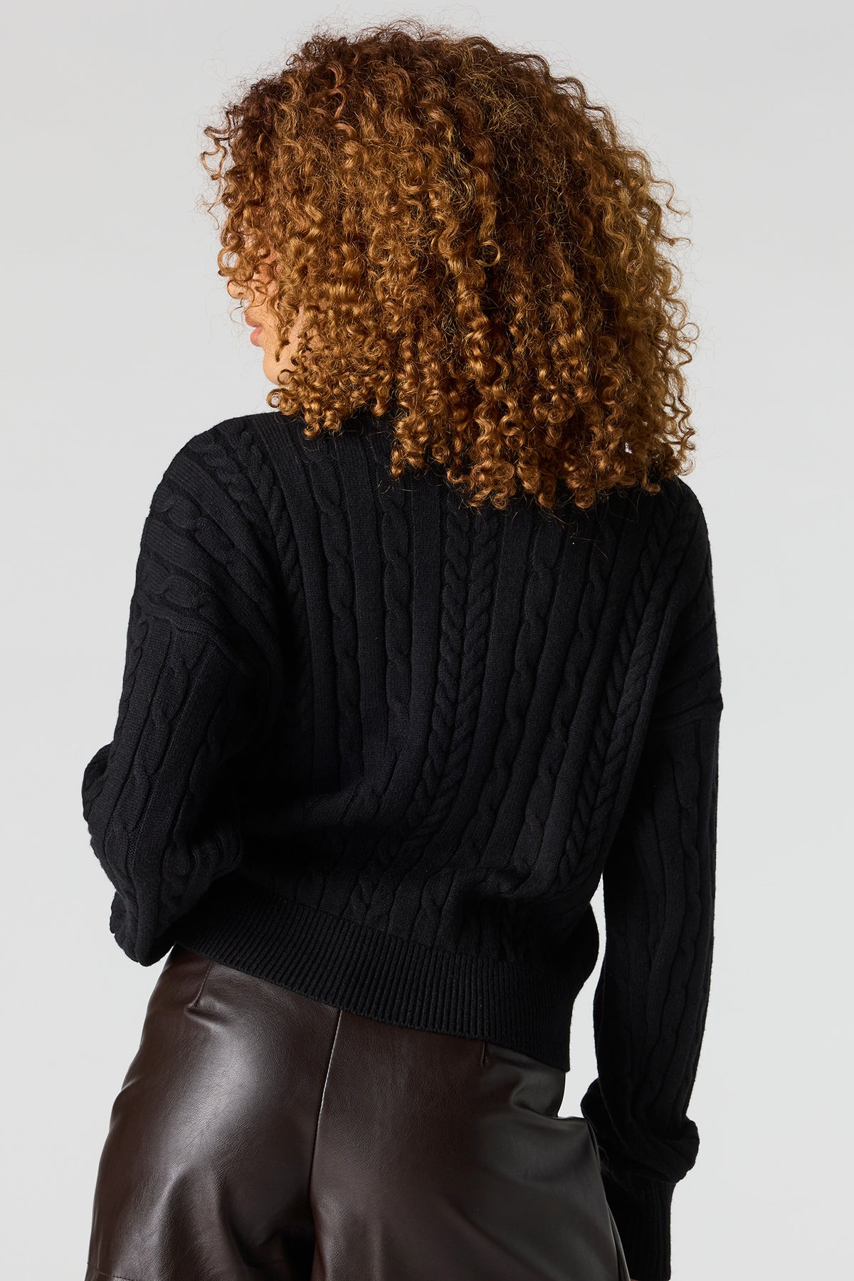 Alt View 2. Cable Knit Sweater - Black