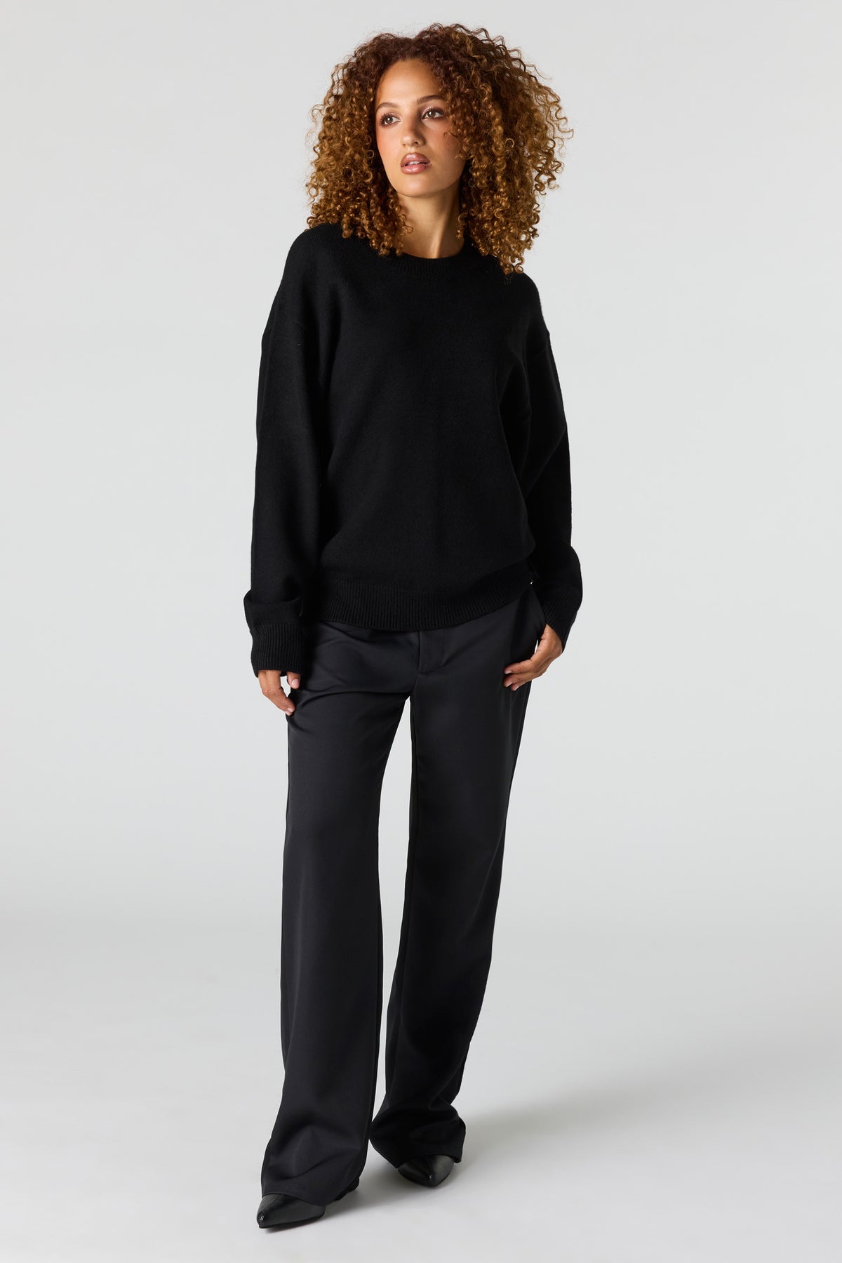 Alt View 3. Loose Fit Sweater - Black